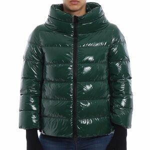 Women’s Herno Patent Cappa Gloss Green Puffer Jacket Size 44